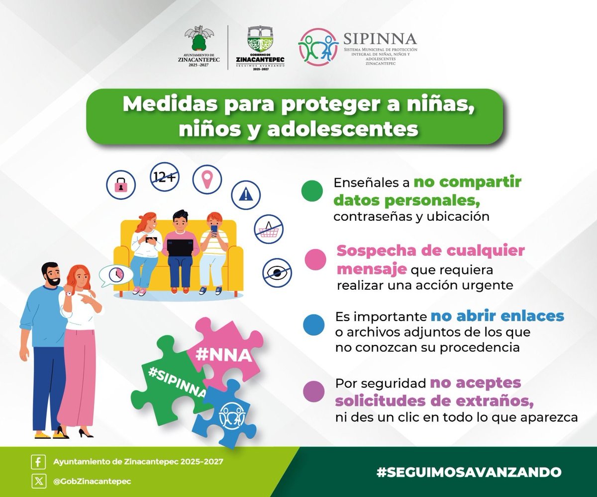 GobZinacantepec's tweet photo. 🛡️💻 #SeguridadDigital #InternetSeguro
🔐 No compartir datos personales, contraseñas ni ubicación.
⚠️ Desconfiar de mensajes que exijan realizar acciones urgentes.
🔗 No abrir enlaces o archivos de procedencia desconocida.
🚫 No aceptar solicitudes de personas desconocidas. https://t.co/mCwz1bOU7M