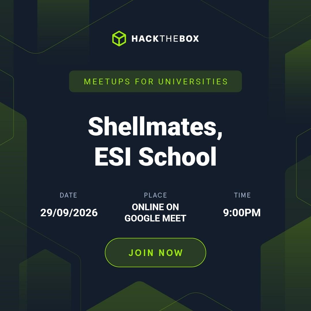 shellmates's tweet photo. Join our beginner-friendly meetup and discover Hack The Box, one of the most well-known platforms in cybersecurity.
https://t.co/JTDy5vbMOH
#CyberSecurity #Shellmates #HTB #hackthebox https://t.co/EkDk4AX3E5