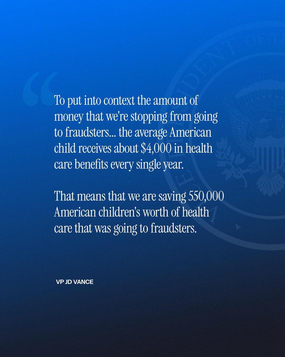 VP's tweet photo. American tax dollars are for Americans, not fraudsters 🇺🇸

@WHFraudTF https://t.co/6aZcMYpxXr