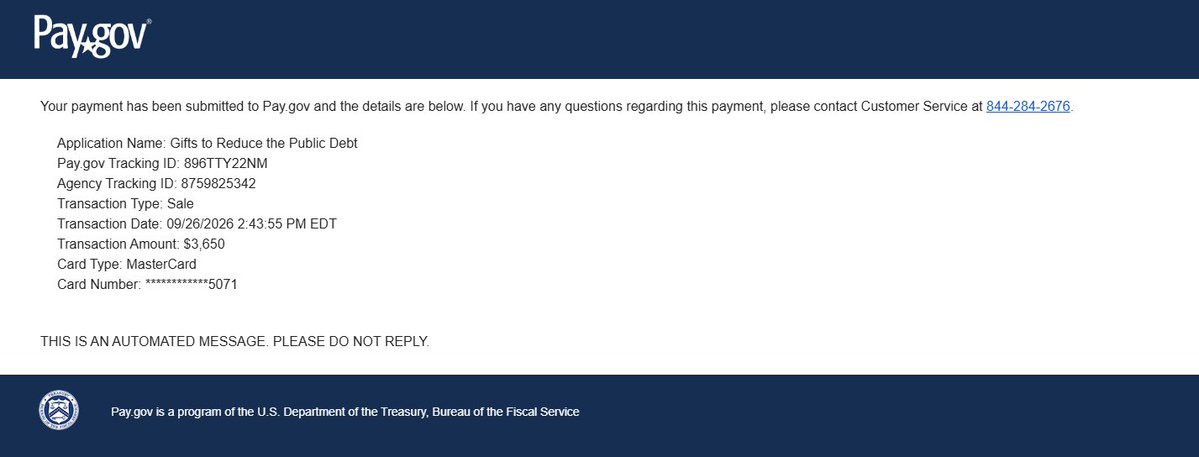 natdebtfund's tweet photo. With our most recent donation of $3,650 we have reached total of $50,000 gifted so far. https://t.co/PG7G8t3EBs
