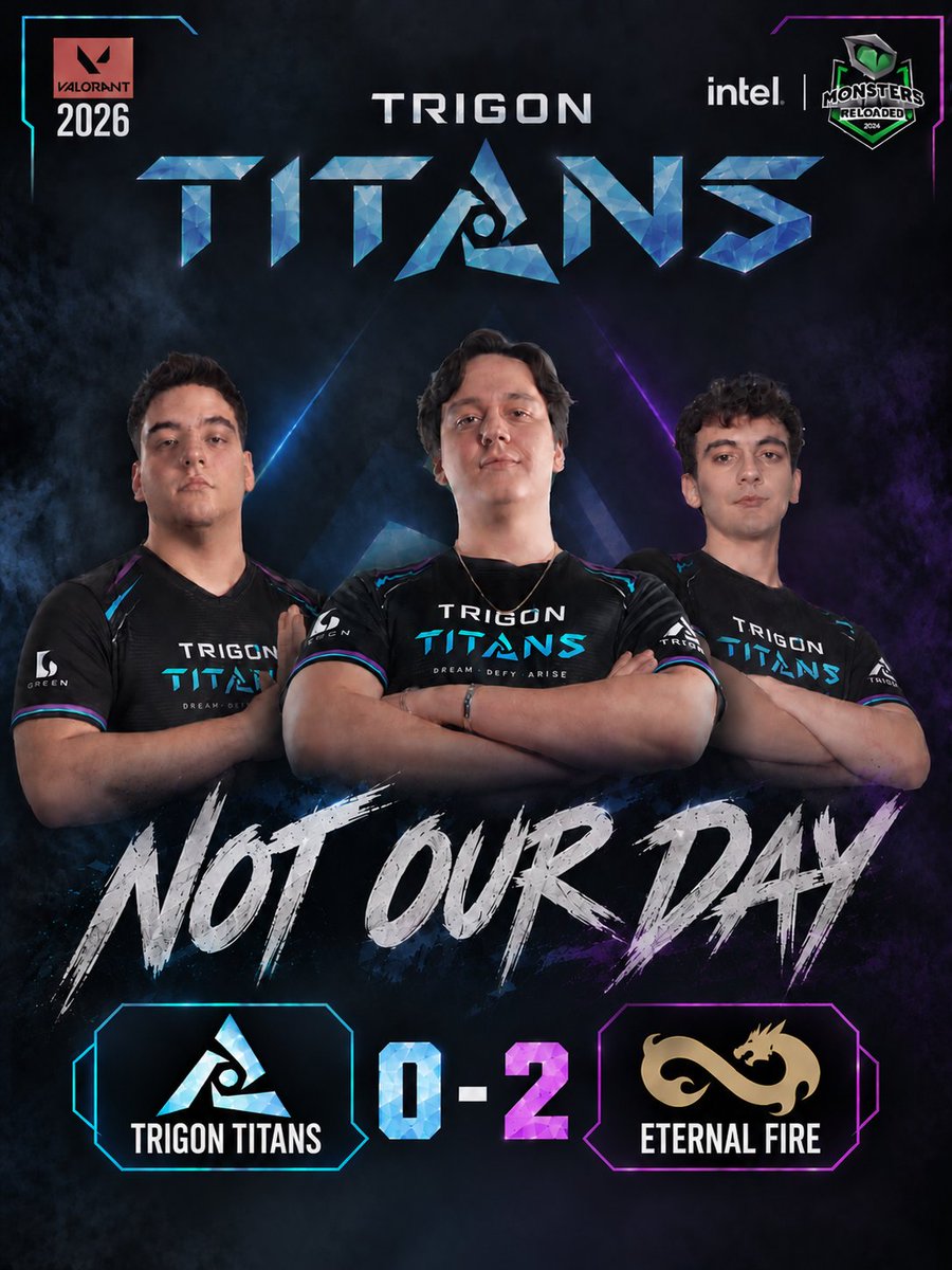 TrigonTitansVal's tweet photo. Nazarlık olsun. 📷

Intel Monster Reloaded 2026 B Grubu ilk karşılaşmamızda rakibimiz @eternalfiregg'a 0-2 mağlup oluyoruz.

Yolculuğumuz Lower Bracket aşamasından devam edecek. https://t.co/phENSJt0KZ