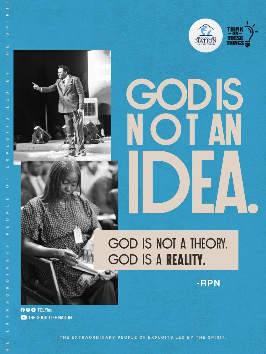 TGLFInc's tweet photo. God is not an idea. God is not a theory. God is a reality. -RPN
#RPN
#APeopleCome https://t.co/h0oj8S9q9B