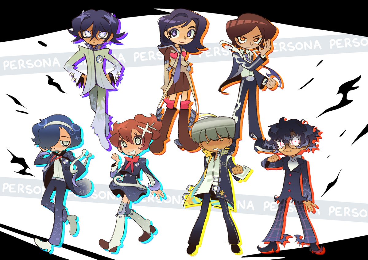 alienssstufff's tweet photo. protagonists of #persona 💜🧡🩵💛❤️ https://t.co/Nrcaoq8aZq