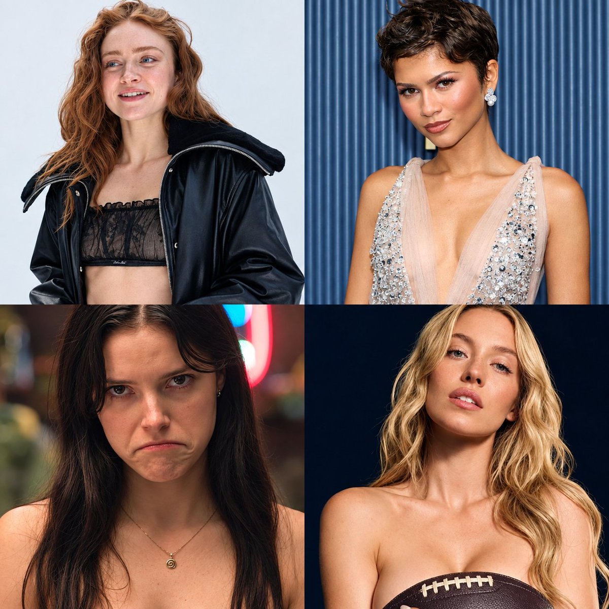 grid_to_frame's tweet photo. Who do u think... Owned the 'internet' this year ... ? 
🤔🤧

#SadieSink #Zendaya #IndeNavarrette #SydneySweeney https://t.co/GV1QsWLzzq