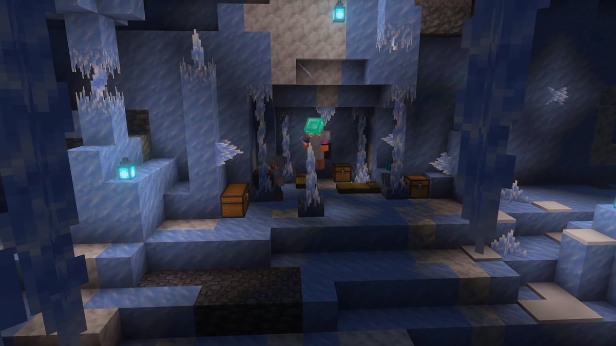 MinecraftWikiUK's tweet photo. «Icicle» (укр. Бурулька) — блок, подібний до загостреного сталактиту, який падає при розтопленні від достатнього освітлення поблизу та завдає шкоди.

5/8 https://t.co/hgzV2mayws