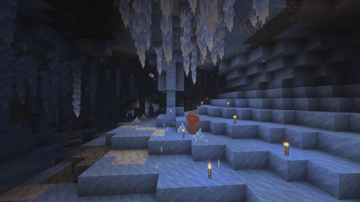 MinecraftWikiUK's tweet photo. «Icicle» (укр. Бурулька) — блок, подібний до загостреного сталактиту, який падає при розтопленні від достатнього освітлення поблизу та завдає шкоди.

5/8 https://t.co/hgzV2mayws