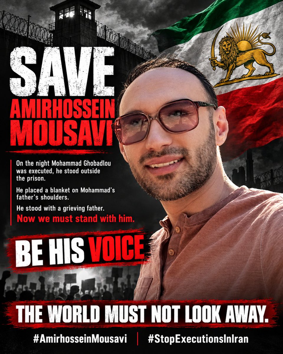 FreeInnocents's tweet photo. Amirhossein Mousavi is facing exceptionally grave charges, including "moharebeh" and "corruption on earth", charges that can carry the death penalty in Iran.

His case is now at a critical stage, and his life may be at risk.

Be his voice.

@UNHumanRights @ICRC @hrw @amnesty @UN @UN_HRC @IntlCrimCourt @POTUS @HengawO @antonioguterres @drmaisato

#AmirhosseinMousavi
#LastBreath