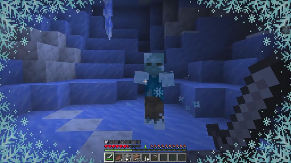 MinecraftWikiUK's tweet photo. «Frozen Zombie» (укр. Заморожений зомбі) — моб із сімейства зомбі, який накладає ефект заморожування при ударі, що повільнює гравця. Інколи з'являється з крижаною кулею в руках, яка може випасти з нього.

6/8 https://t.co/wOKtOGCSio