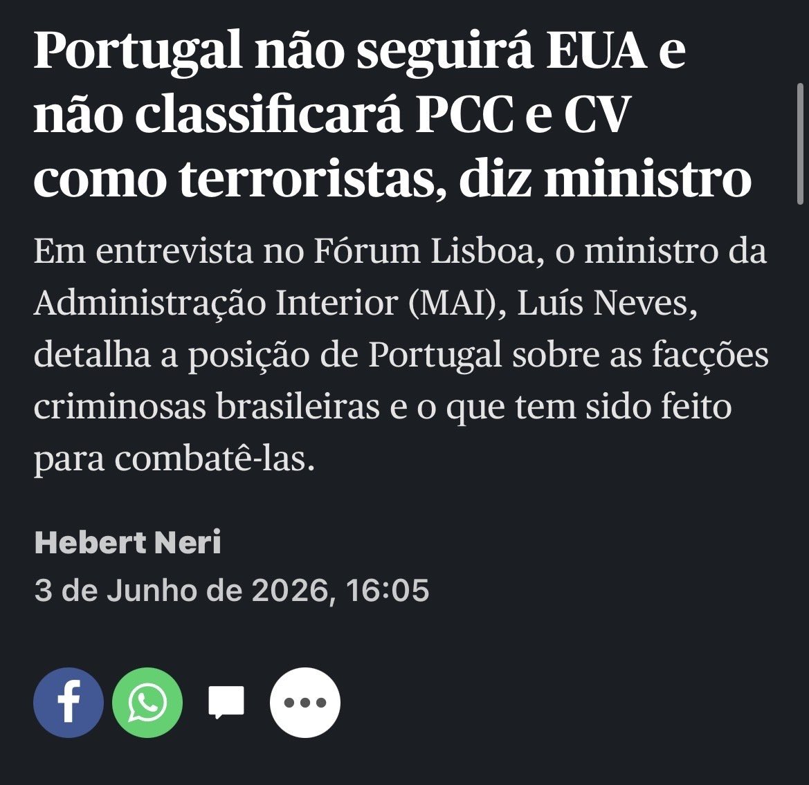 DrGPT1's tweet photo. O Luís Neves não quer o PCC classificado como terroristas.

Comando vermelho / primeiro comando da capital. Homicídios, roubos violentos, droga, e muito mais 

Isto contado ninguém acredita.
https://t.co/ZVFUSnj0xk https://t.co/ARncCVSWrq