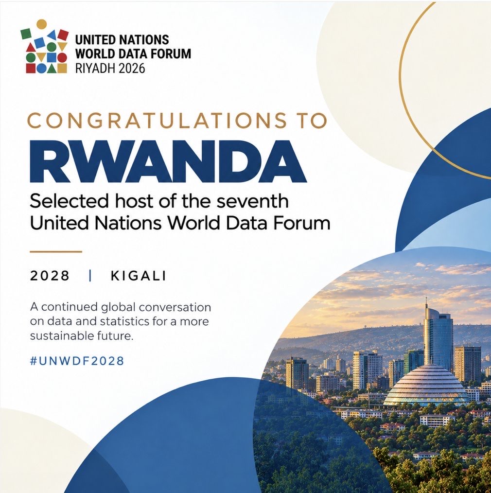 RwandaUN's tweet photo. #Rwanda🇷🇼 is proud to host the 7th United Nations World Data Forum in 2028, convening the global data community to explore how data, innovation and partnerships can drive progress for the #SDGs.
 
Save the date. #UNWDF2028 https://t.co/SclS8AevMK