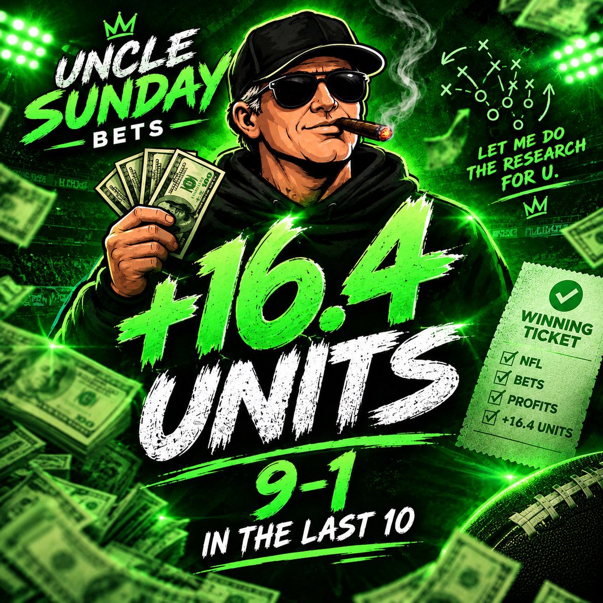 UncleSundayBets's tweet photo. Uncle Sunday is up over 16 units going into a Sunday…🤣 https://t.co/2GpTnttXCn