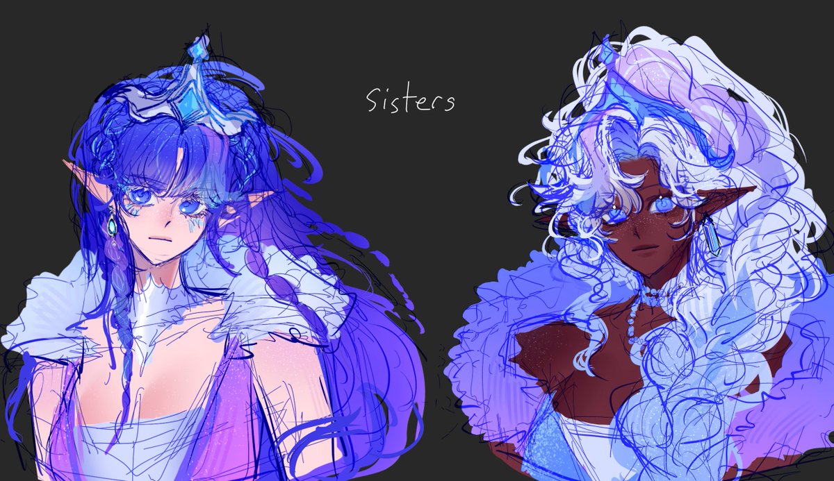 pllc5x's tweet photo. Sisters born on Glitterfrost day, daughters of the Ice Queen, Demi and Chromae rough sketches! 
#royalehigh #royalehighart https://t.co/KzfeOodvj6