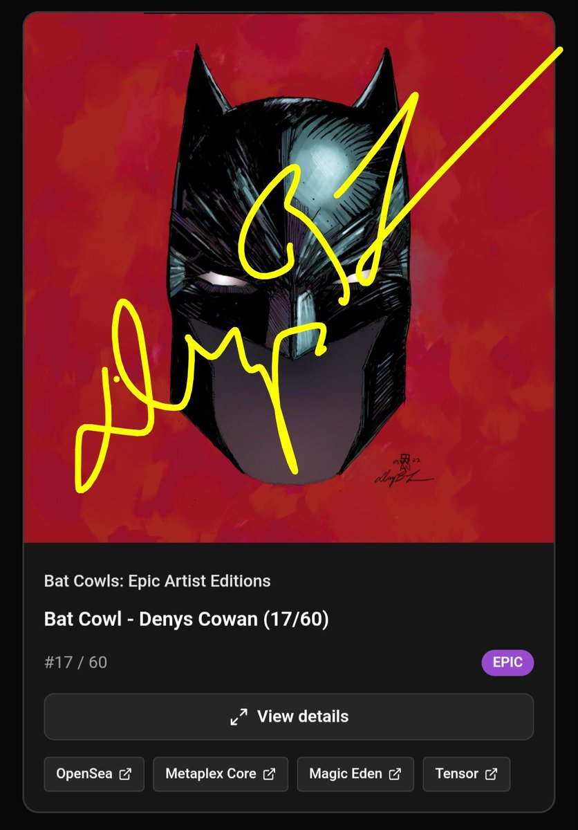 RedxCarbon's tweet photo. The @DCOfficial Epic Artist Editions exclusively on @CandyDigital signed for the first time by the talented @DenysCowan

#BatCowls #BatCowlsForever https://t.co/n8dPuaB2nj