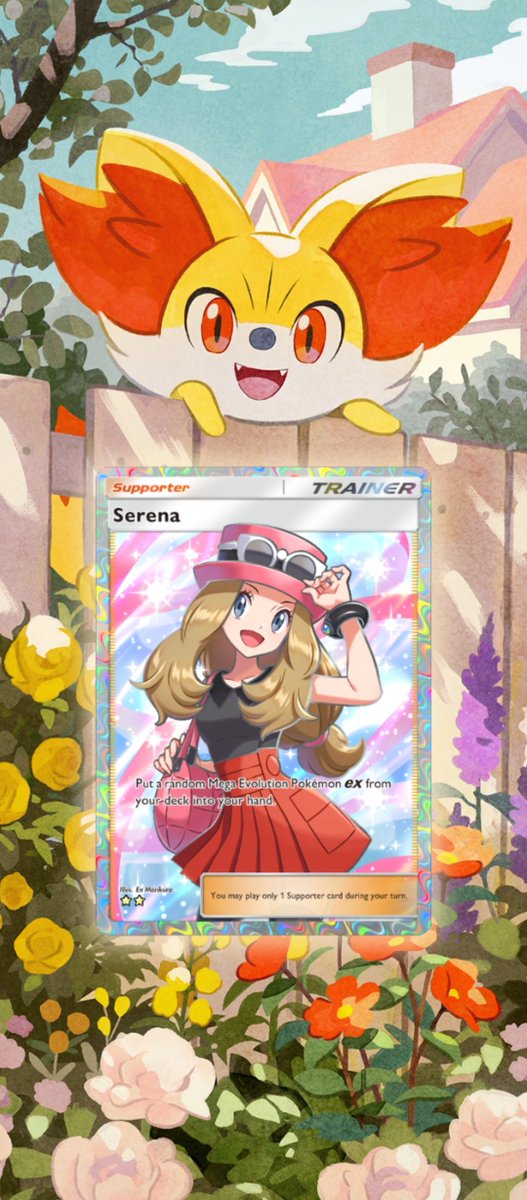 ArysPaintbrush's tweet photo. This frame from Pokemon TCG Pocket is so cute! 
It match perfect with Serena SR. https://t.co/cWBfUeo9VJ
