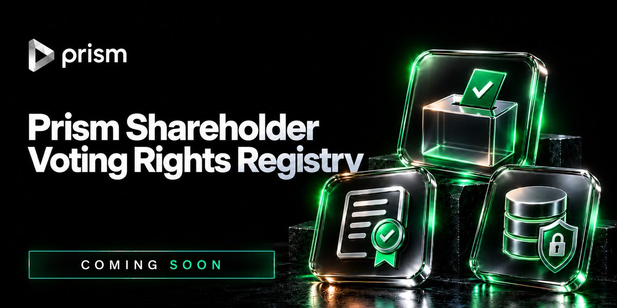 prismassets's tweet photo. Prism Shareholder Voting Rights Registry, coming soon.

This could become one of the most important pieces of infrastructure for the future of tokenization.

Robinhood has already tokenized more than 190 U.S. stocks for offshore markets and reportedly has more than 900,000 non-US buyers.

In theory, as platforms such as Robinhood acquire and hold the underlying shares backing tokenized stocks, they could accumulate significant voting power in those companies. 

At sufficient ownership levels, those voting rights could potentially influence corporate governance and, depending on the circumstances, board representation and control.

Many companies may not want intermediaries controlling large amounts of voting power attached to their shares. 

Companies may soon start tokenizing their own stocks after the new SEC exemption, and this is very obvious according to multiple Wall Street experts.

That makes voting rights for tokenized stocks an increasingly important issue.

The Prism Shareholder Voting Rights Registry is a system for identifying and verifying the rights attached to tokenized shares and build a decentralized governance model around it.

It records whether a token provides economic rights, voting rights, dividend rights, redemption rights, and access to corporate actions such as mergers, stock splits, and shareholder votes.

The goal is to give investors, issuers, and market participants a clear and standardized way to understand what each tokenized security represents and which shareholder rights its holder is entitled to.