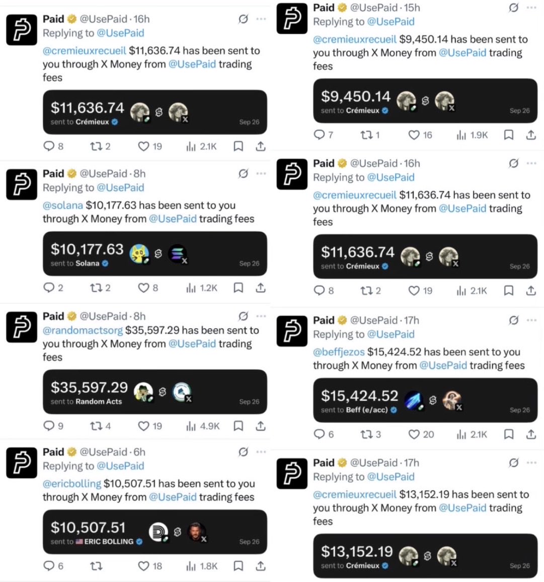 ImMeme0's tweet photo. NEW: Many X users are still seeing THOUSANDS of dollars appear in their X Money accounts from UsePaid.💰 https://t.co/a3BsTD63o6