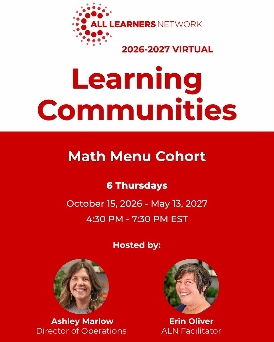 AllLearnersMath's tweet photo. Differentiation can actually be sustainable. We promise!

Our Math Menu Cohort gives educators a real structure for personalized instruction and small group support.

6 Thursdays starting Oct 15.
Seats are limited.
Register: https://t.co/fB3a2rRuS8

#MathMenu #AllLearnersNetwork https://t.co/xVfzOj5cxG