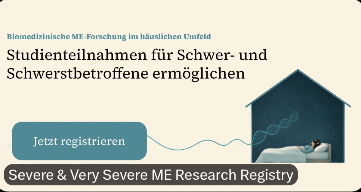 ME_Registry_GER's tweet photo. Jeder ME-Schweregrad hat ein Anrecht auf Forschungsbeteiligung!

Mein ME Forschungsregister vermittelt Schwer- und Schwerstbetroffenen in DE, AT &amp; CH Infos über geprüfte Studien im Rahmen von Hausbesuchen.

Mehr Infos: Such Term -->
severe me registry

#MECFS #Forschung https://t.co/qUOj0nN9rr