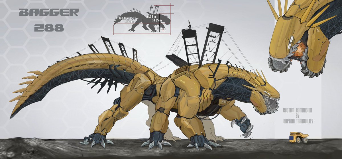 CaptainTrank's tweet photo. This big guy is finally done!! [custom commission] 
I also made a size comparison so you can see how huge he is 
#dragon #dragonart #commissionㅤ #mecha https://t.co/Ur4DseUFRB