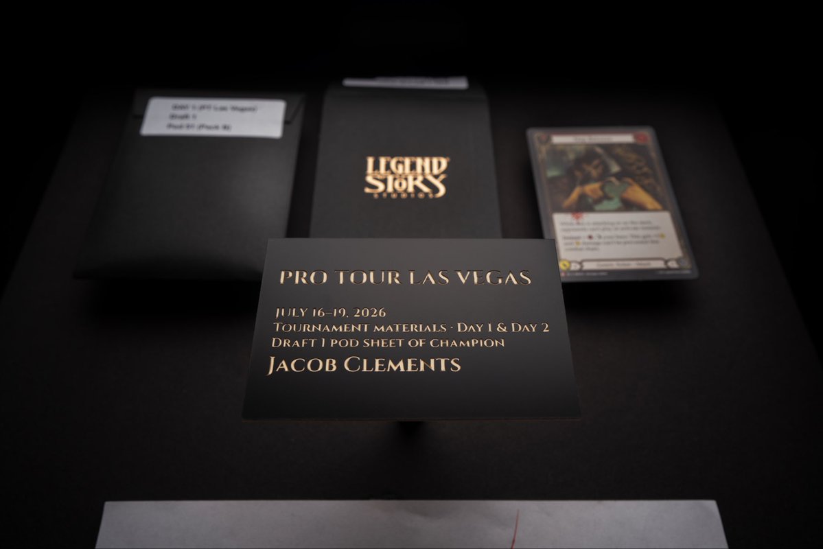 fab_collect's tweet photo. Eight players, one table, the first draft of the Pro Tour.

Nobody at Pod 7 knew yet that Seat 5 would win it all.

Las Vegas, July 2026.
#fabtcg https://t.co/UG2oIXiid6