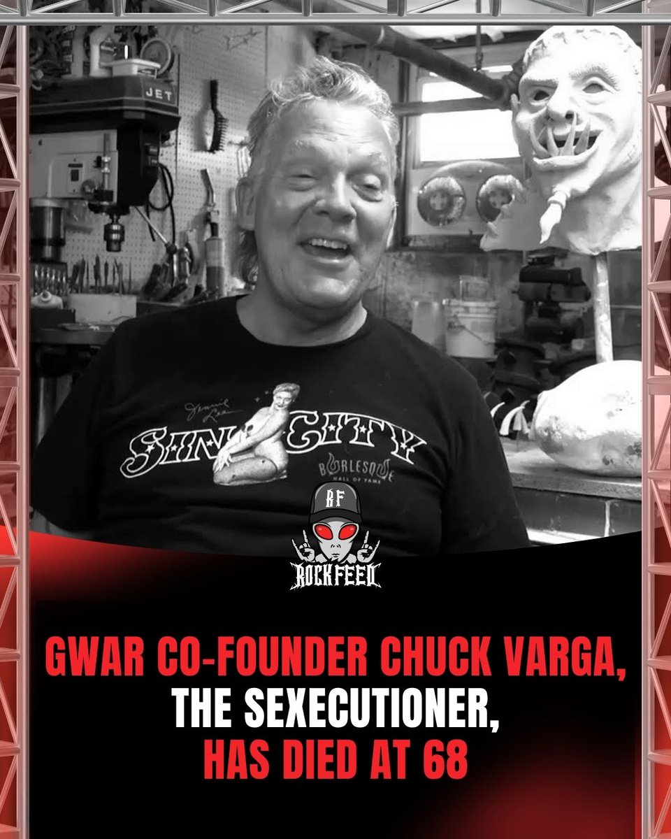 RockFeedNet's tweet photo. GWAR co-founder Chuck Varga, the Sexecutioner, has died at 68 after a battle with cancer.

"Legends never die. Hail Varga!" wrote bandmate Casey Orr. Rest in peace. https://t.co/aI6vk7kV70