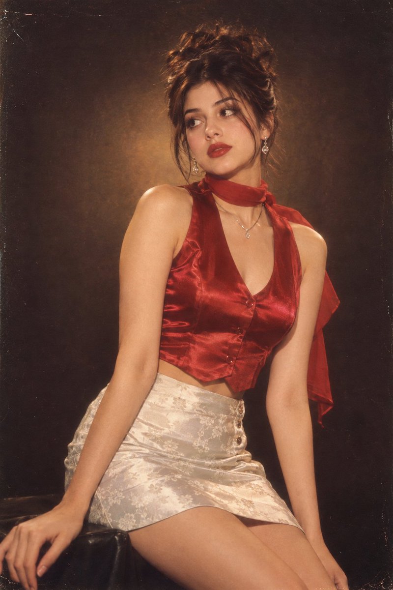 Nineties Red Satin Portrait