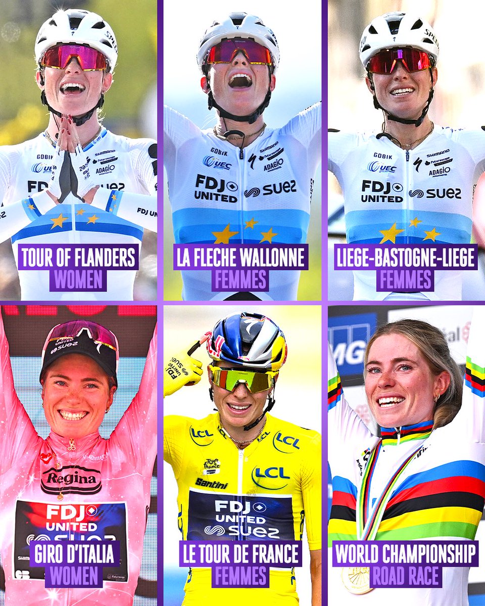 VelonCC's tweet photo. Demi won 𝐀𝐋𝐋 𝐨𝐟 𝐭𝐡𝐢𝐬 in the same season 🤯🌈

Demi Vollering adds the Women’s Road Race World Championship to an incredible season in which she has won some of the biggest races in the world.

📸 Getty Images https://t.co/drvvtZdtvH