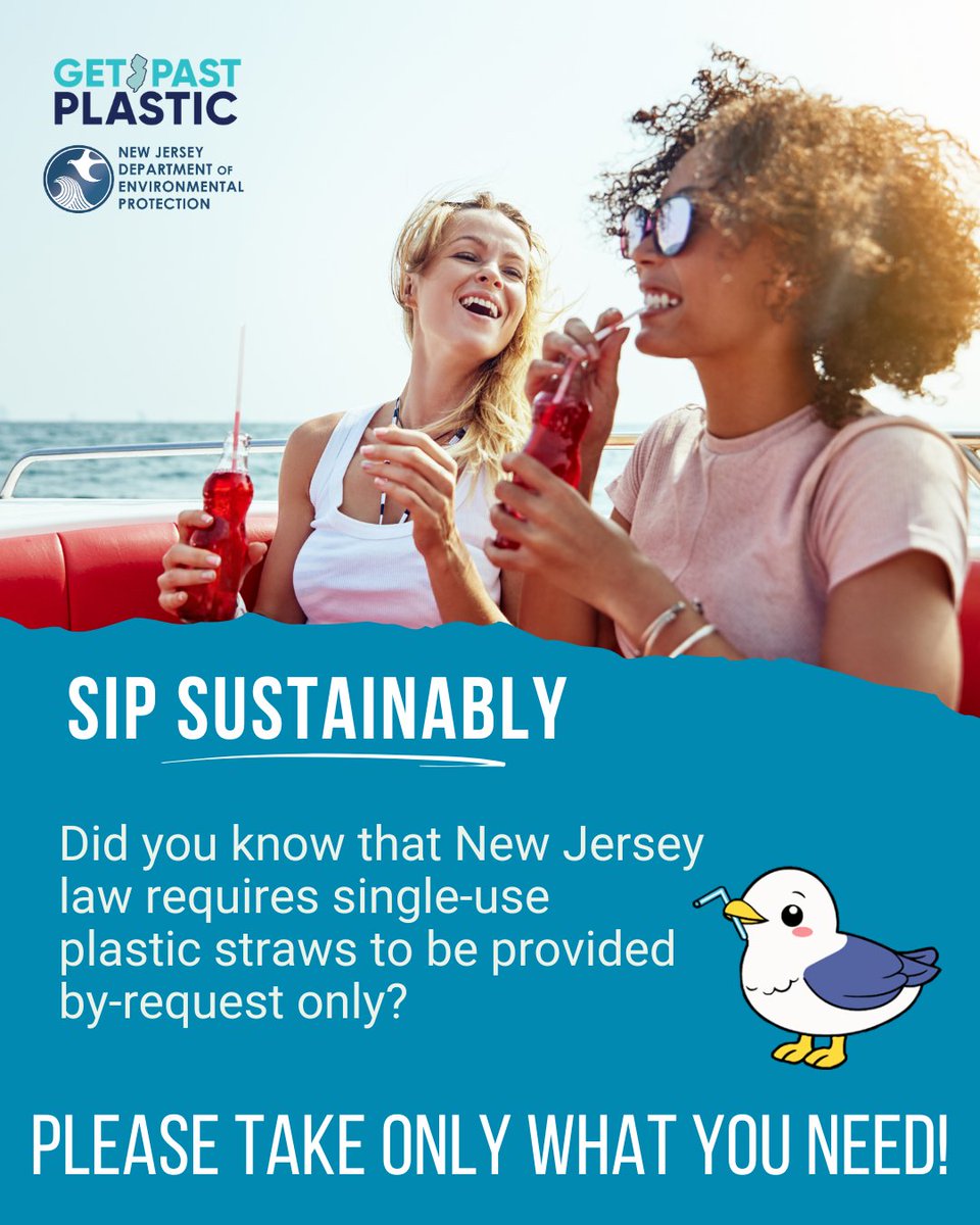 NewJerseyDEP's tweet photo. Did you know that plastic accounts for 60-90% of the waste found in marine environments?*

Plastic straws are one of the most littered items across the state, but programs like this are decreasing the number of straws found on our shorelines.** When you take that next sip of your favorite beverage, consider going straight for the glass or bottle if you can. This will help reduce unnecessary plastic consumption and pollution that helps keep New Jersey clean and free of litter!

*UN Environment Programme

**Clean Ocean Action