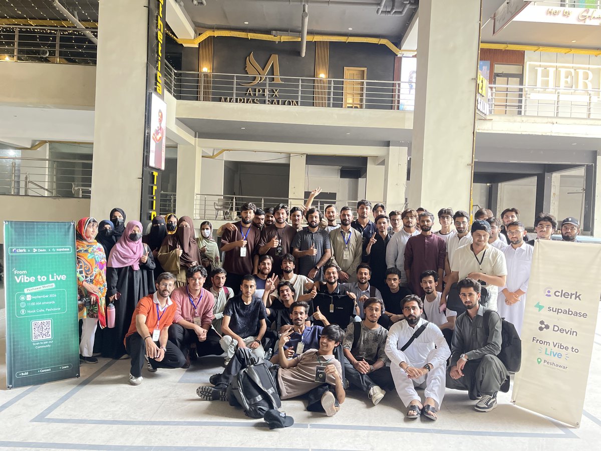 saqibregi's tweet photo. Vibe to Live Peshawar Pakistan 🇵🇰
Amazing Developer Cummunity Of Peshawar Pakistan.

@DevinAI x @supabase x @clerk 

@yurislog @dabit3 @notjazii https://t.co/oDBaV0bChY