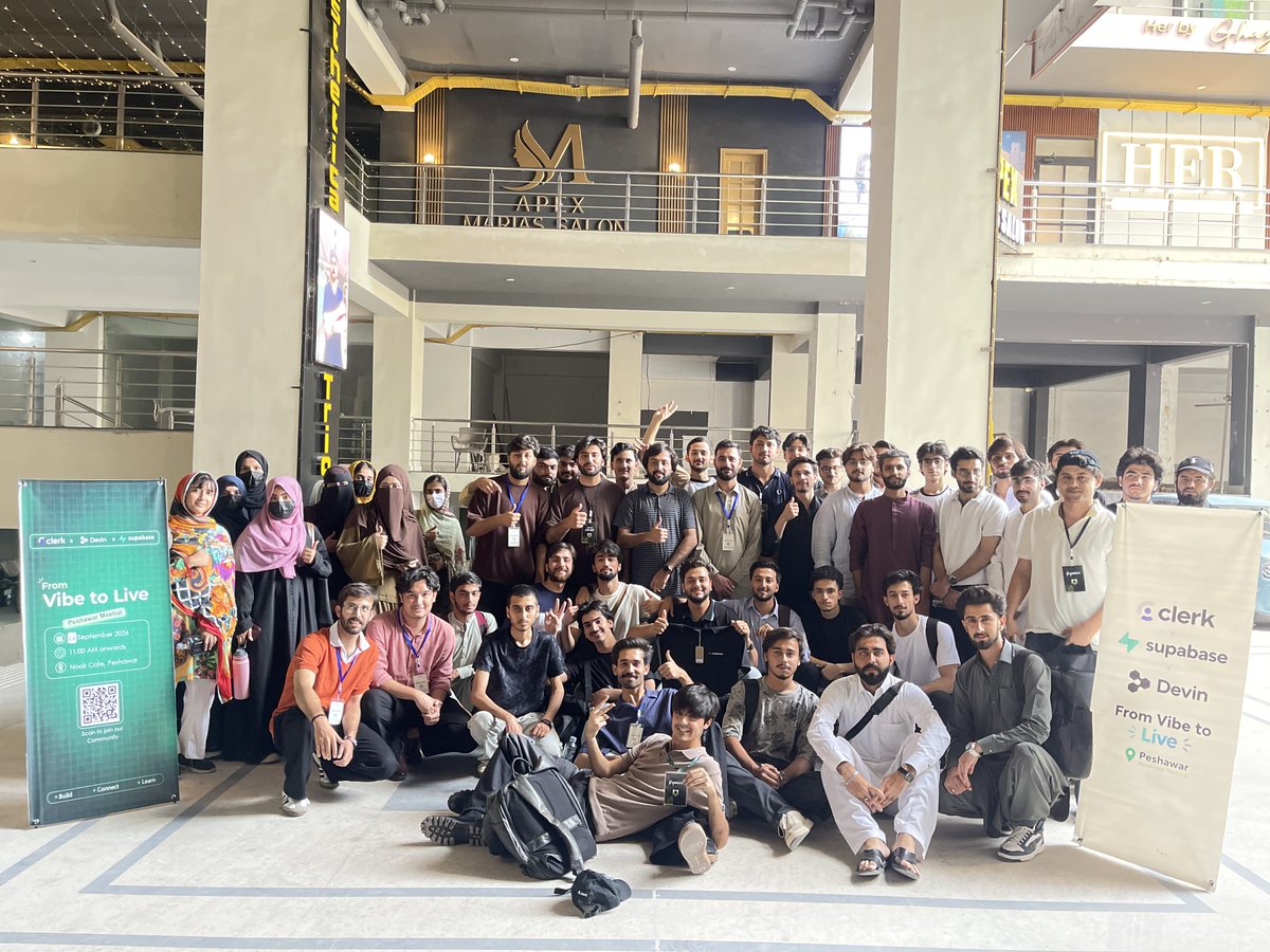 saqibregi's tweet photo. Vibe to Live Peshawar Pakistan 🇵🇰
Amazing Developer Cummunity Of Peshawar Pakistan.

@DevinAI x @supabase x @clerk 

@yurislog @dabit3 @notjazii https://t.co/oDBaV0bChY