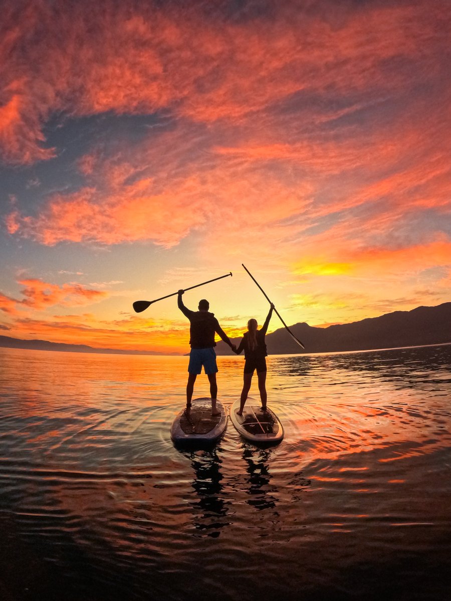 GoPro's tweet photo. Photo of the Day: A sunset like this is worth celebrating 🔥 

📸 Taciany Vizcaino
🏆 $100 GoPro Award

#GoPro #SUP #Sunset #Reflection #Silhouette https://t.co/IbRblfnHse