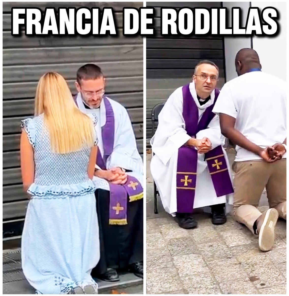 Pildorasdefe's tweet photo. ¡FRANCIA DE RODILLAS EN PLENA CALLE!
Decían que Francia había perdido la fe. Que era un país secularizado y vacío.

Y mira esto hoy. 😮

En plena calle, sin confesionario, sin vergüenza, de rodillas sobre la acera. Jóvenes, adultos, con la estola morada del sacerdote como único altar.

Pasó durante la visita de León XIV. El Papa aún no llegaba a la Misa de 700.000 personas y Francia ya se estaba confesando en las esquinas.

No fue en una iglesia, sino en la calle, como los primeros cristianos.

Francia no está muerta, estaba esperando un empujoncito para despertar y volver a casa.

¿Cuándo fue tu última confesión? 🙏