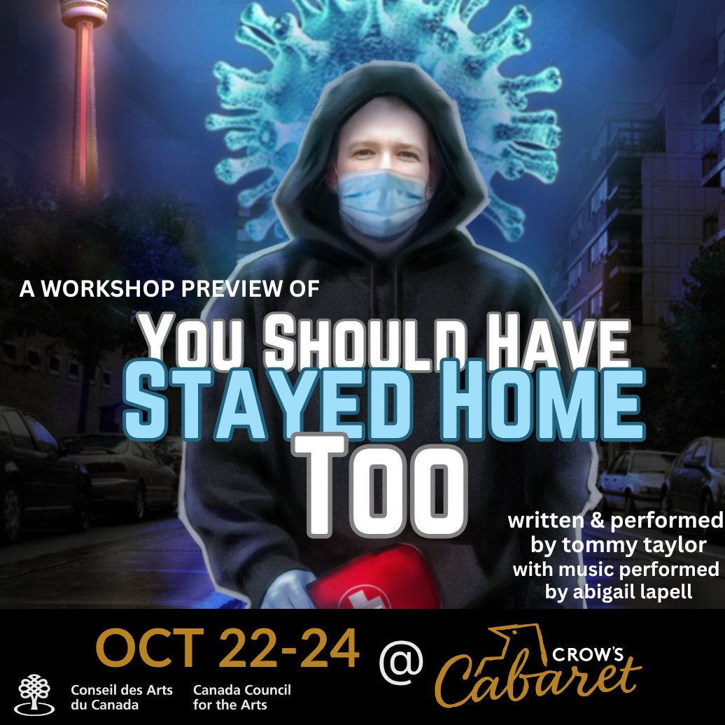 TommyTaylorTO's tweet photo. My new show, You Should Have Stayed Home Too, about my time wokring in shelters, encampments and #harmreduction coming to @crowstheatre  Oct 22- 24 8:30pm w @AbigailLapell . 🎟️:https://t.co/BqsaBSaUQw
#TOpoli #Toronto #TorontoEvents #theatreTO #OverdosePrevention #HousingFirst https://t.co/aoMFqYp2Ls
