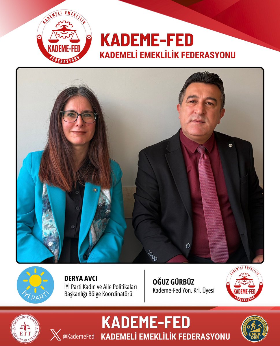 ETTDER1999's tweet photo. İYİ PARTİ KARTAL İLÇE TEŞKİLATI’NDA İSTİŞARE BULUŞMASI 

Kademeli emeklilik mağduriyetini her platformda kararlılıkla dile getiren, aynı zamanda ETT-DER üyemiz ve İYİ Parti Kadın ve Aile Politikaları Bölge Koordinatörü Sayın Derya Avcı ile İYİ Parti Kartal İlçe Teşkilatı’nda bir araya geldik.

Kademeli Emeklilik Federasyonu Genel Başkanımız Sayın Filiz Koç Konca ve Yönetim Kurulu Üyemiz Sayın Oğuz Gürbüz’ün katıldığı görüşmede, tek bir günle yıllarca emeklilik hakkı ertelenen çalışanlarımızın yaşadığı adaletsizlikler, çözüm yolları ve önümüzdeki süreçte birlikte yürüteceğimiz çalışmalar değerlendirildi.

Mücadelemize sunduğu yürekten katkı, gösterdiği samimi ev sahipliği ve adalet yolundaki güçlü desteği için Sayın Derya Avcı’ya, İYİ Parti Kartal İlçe Teşkilat Başkanı Sayın Önder Karakelle ve yönetimine  teşekkür ederiz.

Omuz omuza mücadeleye ve haklı sesimizi her mecrada gür bir şekilde duyurmaya devam edeceğiz! 🇹🇷

Kademeli Emeklilik Federasyonu

@iyiparti @ipekozkal @SBugraKavuncu @TuranYALDIR @LutfuTurkkan @KarakelleOnder @ayyuceturkestas @sukrukuleyin61 @stselcan @YS_Turkoglu @aefakibaba @yavuzaydintrb @senolsunat @ridvanuz17 @beyaz_ersin @_hakanolgun @Ozturkdenizli @HasanToktasTR @2727mmg2727 
@Akburak @mehmetakalin22 @MDervisogluTR @KevserOfluoglu 
@Dilrubaoglckl @ahmetkabaca14 @deryaavci76 @emrah_av @Yucel_Coskun 

#KademeliEmeklilik #KademeHaktır #AdaletİçinKademe #İYİParti 

@KademeFed 
@ETTDER1999
@EmekDerResmi
#KademeVaktiGeldi