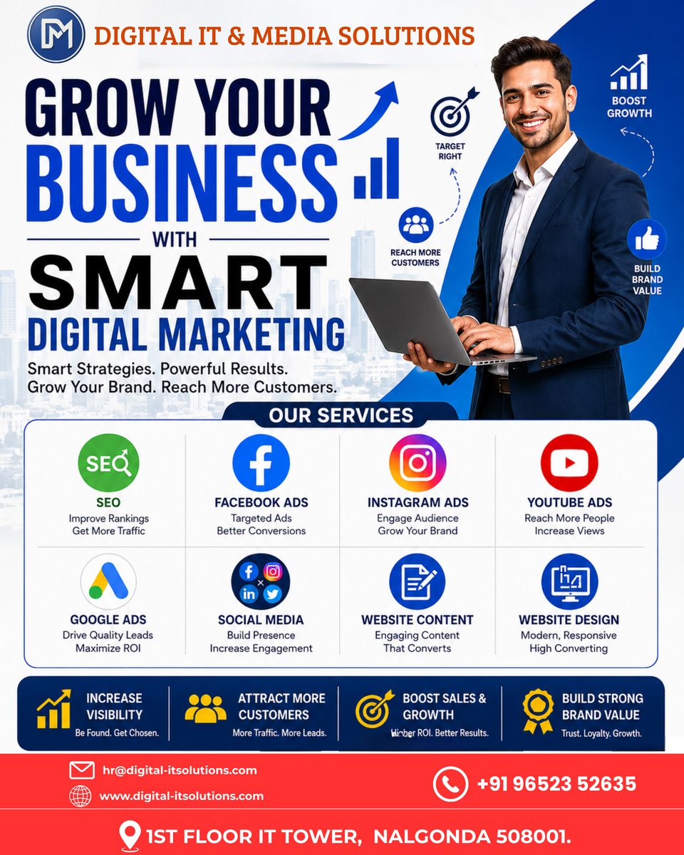 addisonwhiteugr's tweet photo. Ready to take your business to the next level? At Digital IT &amp; Media Solutions, we engineer growth through SEO, Google Ads, social media marketing, and high-converting websites. Build your digital presence with smart, data-driven strategies. https://t.co/6htuyO0e6b
