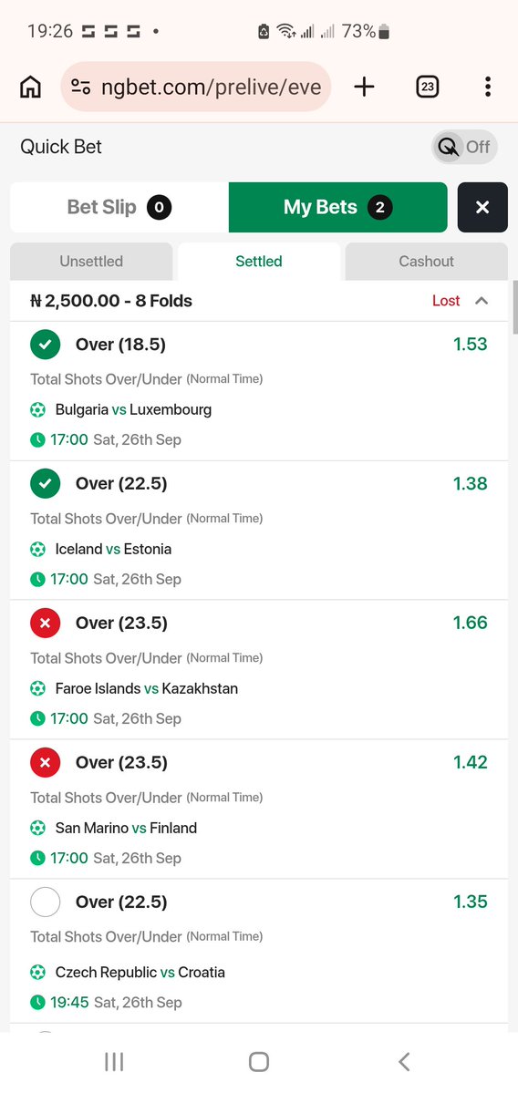 Wizard01000's tweet photo. @NGBetOfficial 

I'm writing this to call your attention to the just concluded uefa nations league matches between those teams in the respective pictures 

I picked shots options with 23.5 shots 
Both teams played over 23.5 and my game was voided 

Pls I will need more clarification 
Please don't low me to involve Nigerians just do the needful 

Several football apps said they played over 23.5