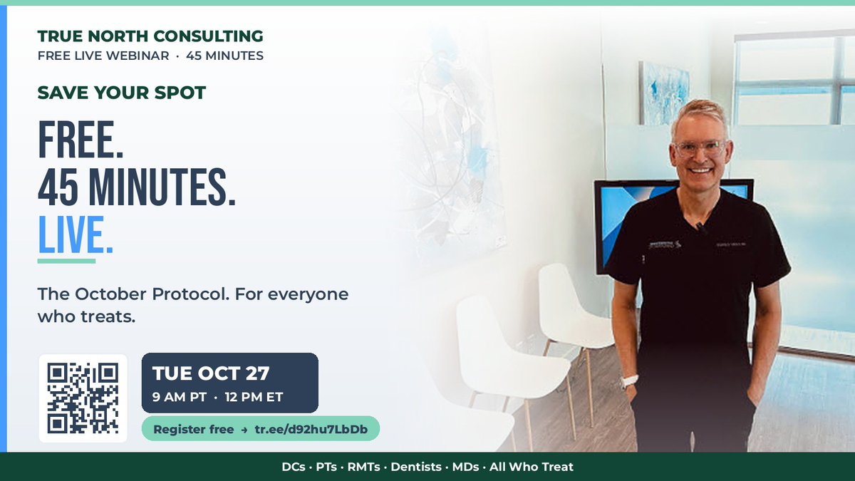 drcaryyurkiw's tweet photo. Free. 45 minutes. Live.
The October Protocol, for everyone who treats.
Tue Oct 27 · 9 AM PT / 12 PM ET
Save your spot: https://t.co/EbBdv79Fee
#TheOctoberProtocol #FreeWebinar https://t.co/jSSstHjyFP