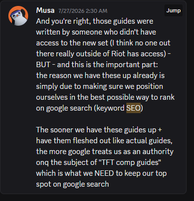 demacianraptor's tweet photo. Hey, I wanted to highlight a problem with @Mobalytics . seems like they are doing some kind of SEO manipulation to make sure basically meaningless guides ends up on top of google search. This is bad for TFT and the community and especially for newer players getting into TFT. https://t.co/sYFySVNVN6