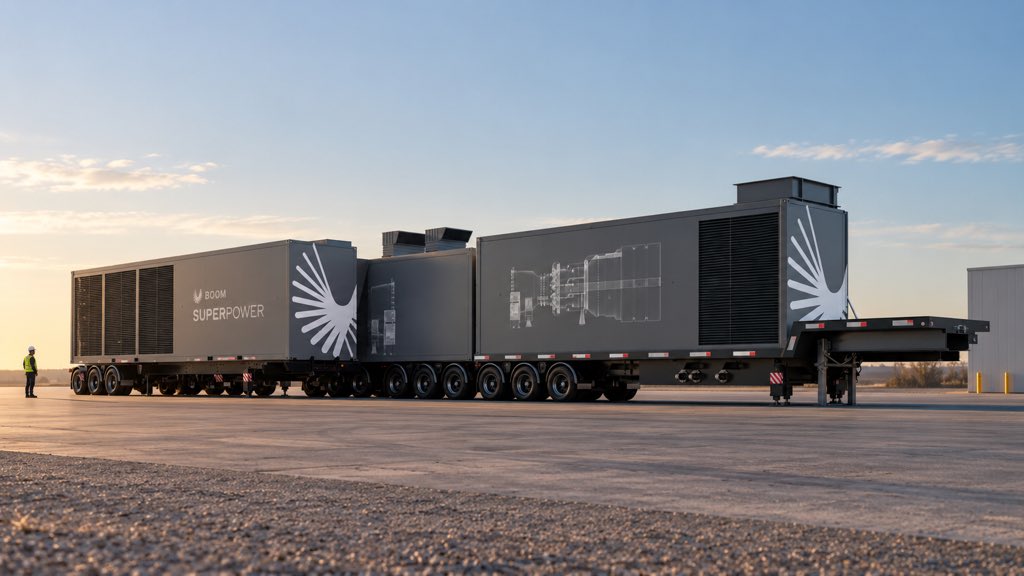 bscholl's tweet photo. We are aiming to make Superpower the best mid-size turbine on the market:
- 42MW even at 110F ambient
- Always waterless!
- Deploys rapidly on four modular trailers 
- Competitive simple cycle efficiency 39%
- Deploys in N+1 arrays for high availability scalable power https://t.co/TuLJZqdhPL