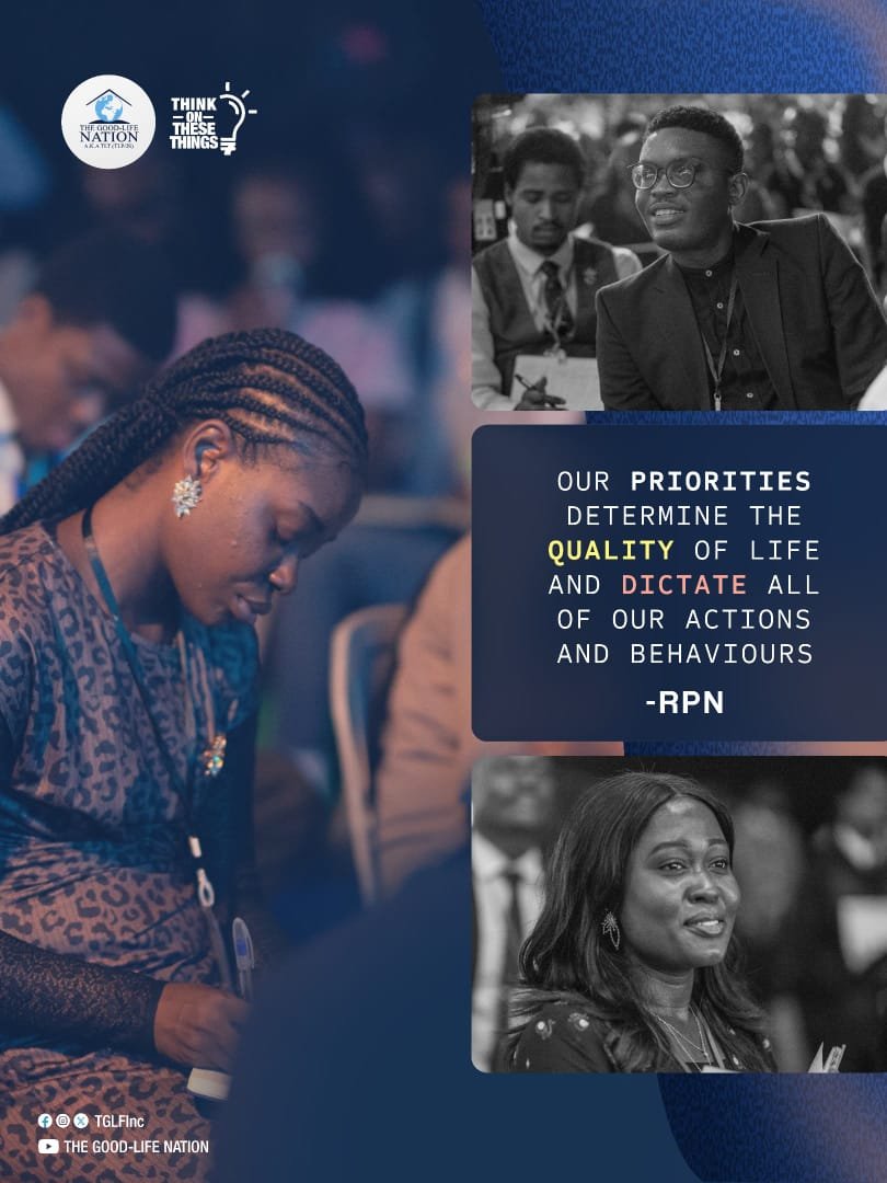 ElvisOnonyume's tweet photo. Our priorities determine the quality of life and dictate all of our actions and behaviours. -RPN
#RPN
#APeopleCome https://t.co/vnF8GLyxSt