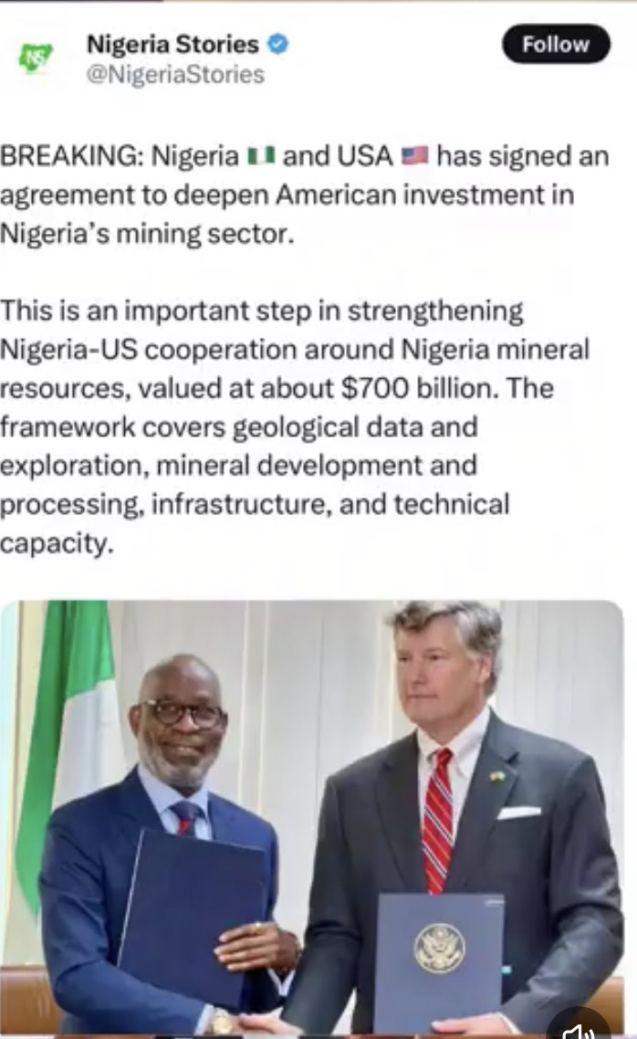 pormanpikin's tweet photo. No Nation with Solid Minerals worth over $700 billion has any business with Poverty.
We are not even talking about oil and gas or the vast agricultural potential; it is a sacrilege that Nigeria and poverty are in the same sentence.🤦🏾‍♂️ https://t.co/7S3abXD8Cg
