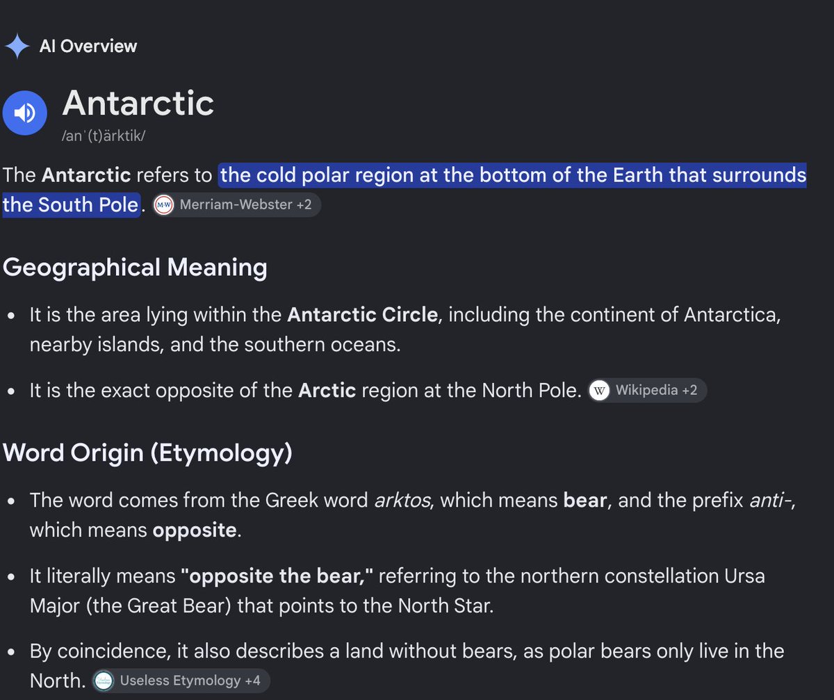 Yeah_Whocares_'s tweet photo. @MattSalusbury @boysbelnboys "No. The Arctic is "under the (star) constellation of Antares." The Antarctic is "opposite the constellation of Antares." Nothing to do with bears."

"Nothing to do with bears."

"NOTHING TO DO WITH BEARS"...

The "English language teacher" said confidently while being incorrect. https://t.co/Y8ashjuj9B
