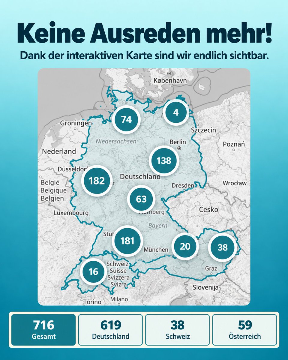 ME_Registry_GER's tweet photo. Keine Ausreden mehr: Wir sind sichtbar.

Die interaktive Karte des #MEForschungsregisters zeigt, wo Schwer- und Schwerstbetroffene liegen. Damit kann Forschung uns einplanen.

#MECFS #Forschung #Charité https://t.co/LVRMXzErug