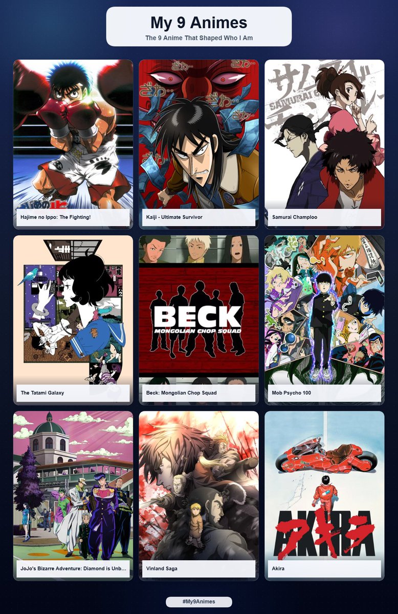 xlaverxD's tweet photo. ahora la version de animes

es loco porque tuve que cambiar FMAB y Monster por Samurai Champloo y Mob porque siento que si han influido mas en mi como persona a dia de hoy https://t.co/NalLg1GoAu