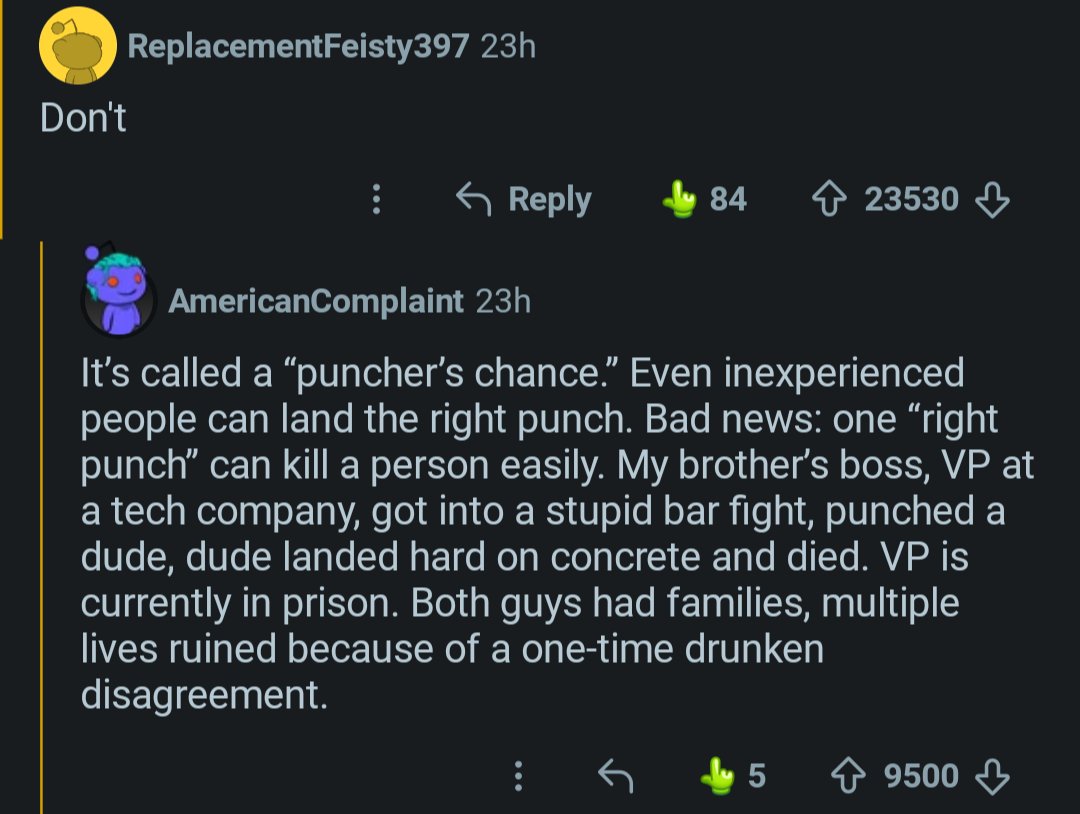 DailyReddit247's tweet photo. THREAD 1/2
People who can fight, what advice would you give to someone who has never been in one?
#Reddit #AskReddit #Fight #Advice #WhatToDo https://t.co/jYCmlhnAcO