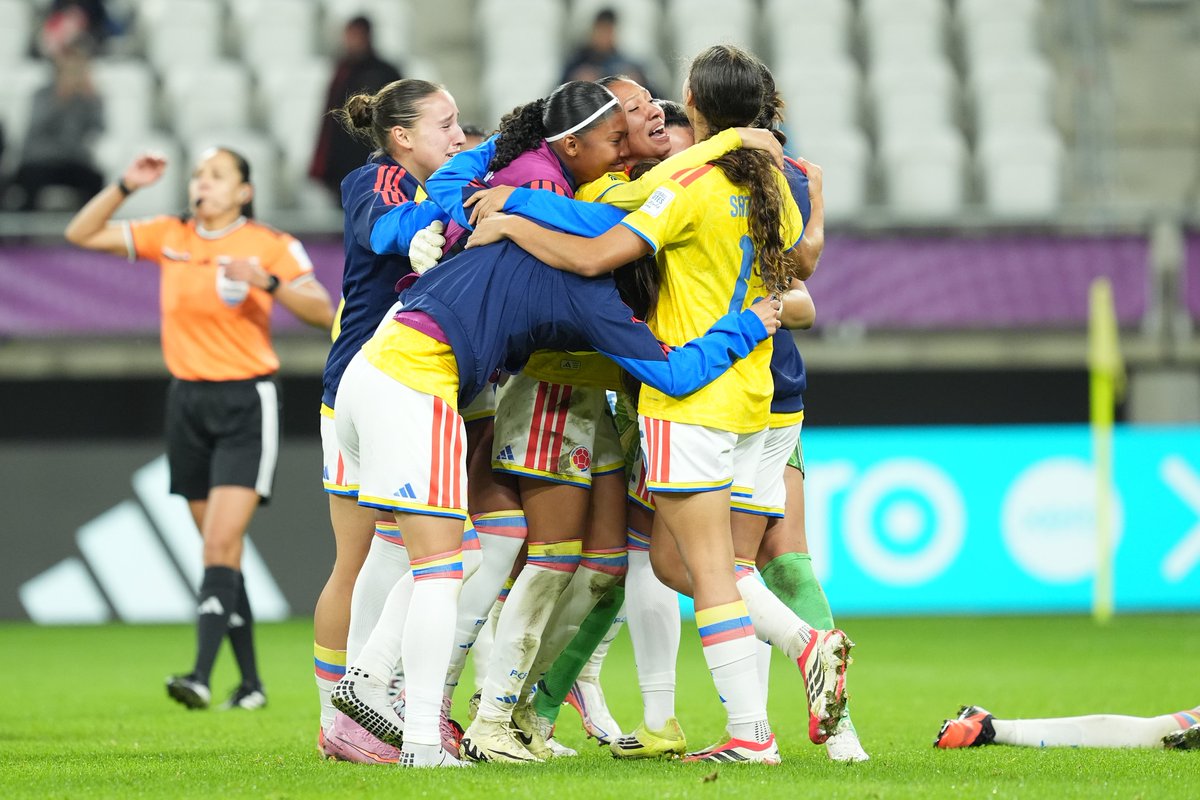 CONMEBOL's tweet photo. ¡Una definición infartante que terminó en victoria colombiana! 🇨🇴⚽

#U20WWC https://t.co/CAvUHM7npK