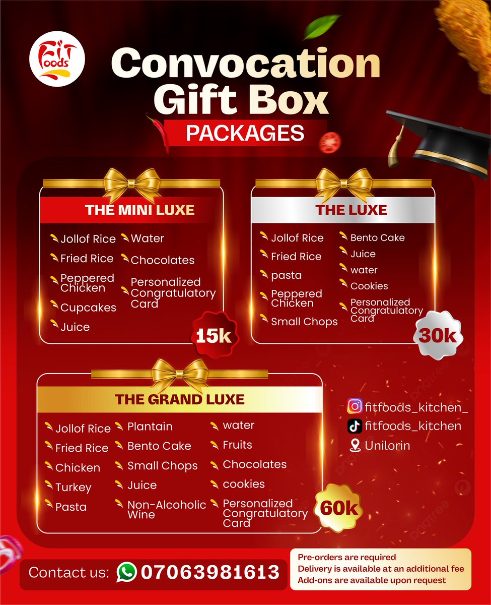 Hamda_Llahhh's tweet photo. @UilStudentUnion @TheAdamMozeed Please, help me tell your students to patronize Fit foods 🙏. We are taking orders for convocation gift box/trays.

#RT https://t.co/ya0IBbb2XA