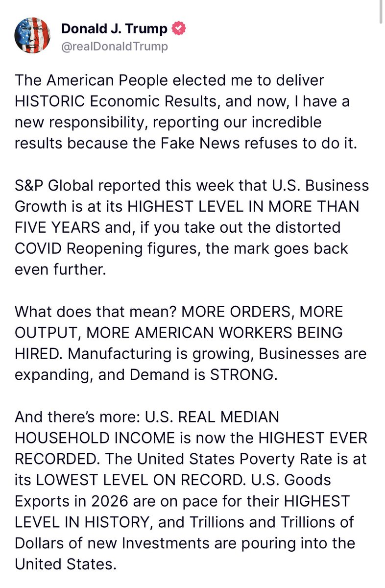 JKash000's tweet photo. President Trump has to take responsibility for reporting American’s economic success because the Fake News will not do it. https://t.co/2OZ9aYcTGk