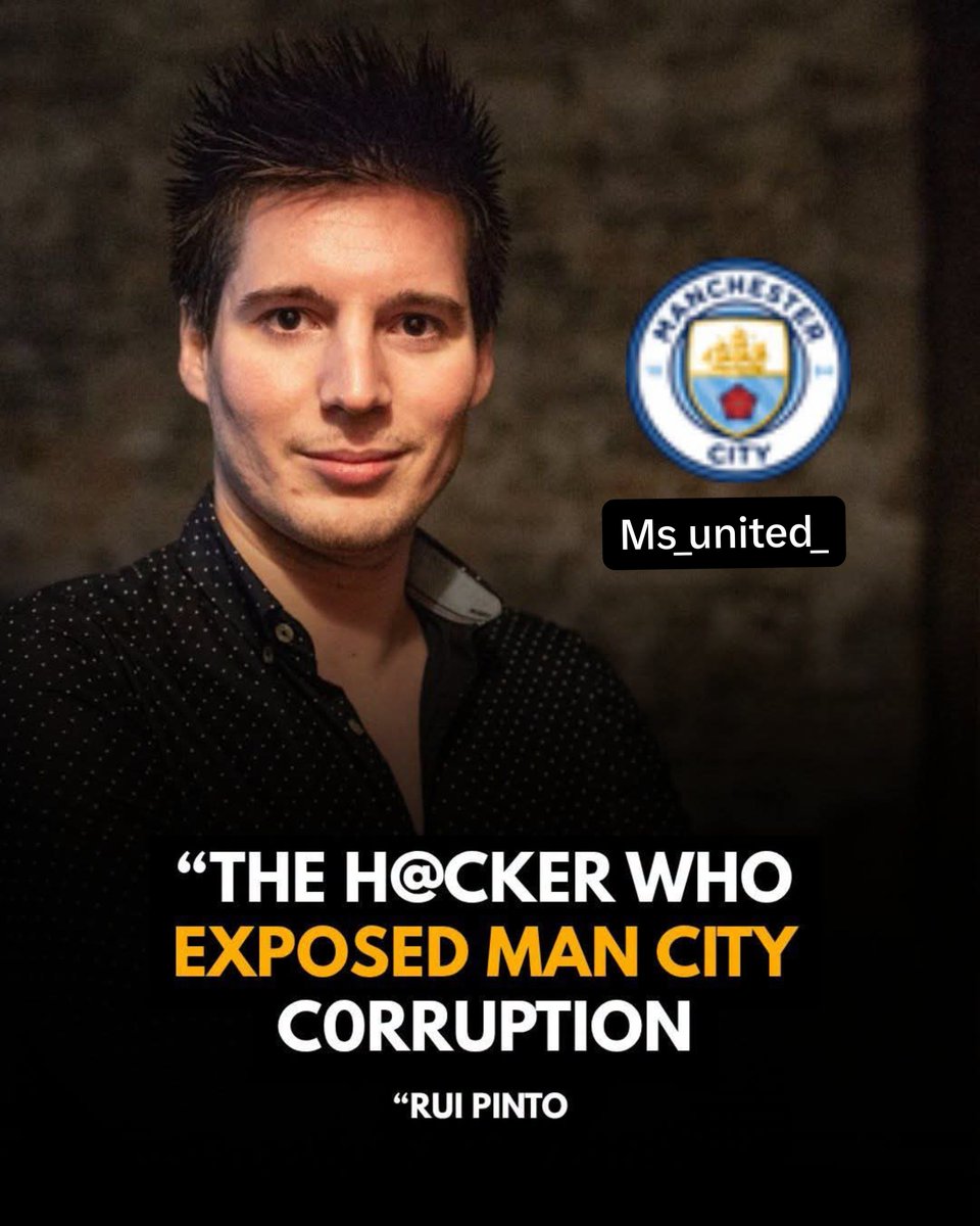 Ms_united_'s tweet photo. The hacker who exposed Man City corruption🚨🥶☠️

Rui Pinto had no army behind him. No lawyers, no backing, nothing but a laptop in a small flat in Budapest and a belief that something was seriously wrong with the game we love. 

So he went looking, and what he found was bigger than anyone expected. 70 million documents, pulled straight from the emails and contracts of the biggest clubs and agents in Europe. And sitting right at the center of that pile was Manchester City.

In 2013. City's own CFO asks a director if it's fine to alter contracts to get around UEFA's financial rules. The reply comes back, ten words, cold as ice: "Of course we can. We can do what we want." That's not a rumor.  That's their own words, in their own inbox.

Pinto put it all out through Football Leaks, and once it started, it didn't stop. Hidden deals from clubs all over Europe. 

Even the Super League plans, exposed before the world was ready for them. 

So City and their billionaire friends did what power always does. They hired a private investigator and hunted down the guy who exposed them. 

They caught him in 2019, and from there it was six years of witness protection, ninety charges, and trial after trial designed to bury him quietly.

It didn't work. April 2026, a Portuguese court acquitted him. The man they spent years trying to silence walked out free,  and that shouldn't come as a coincidence that this Man city verdict is coming same period!