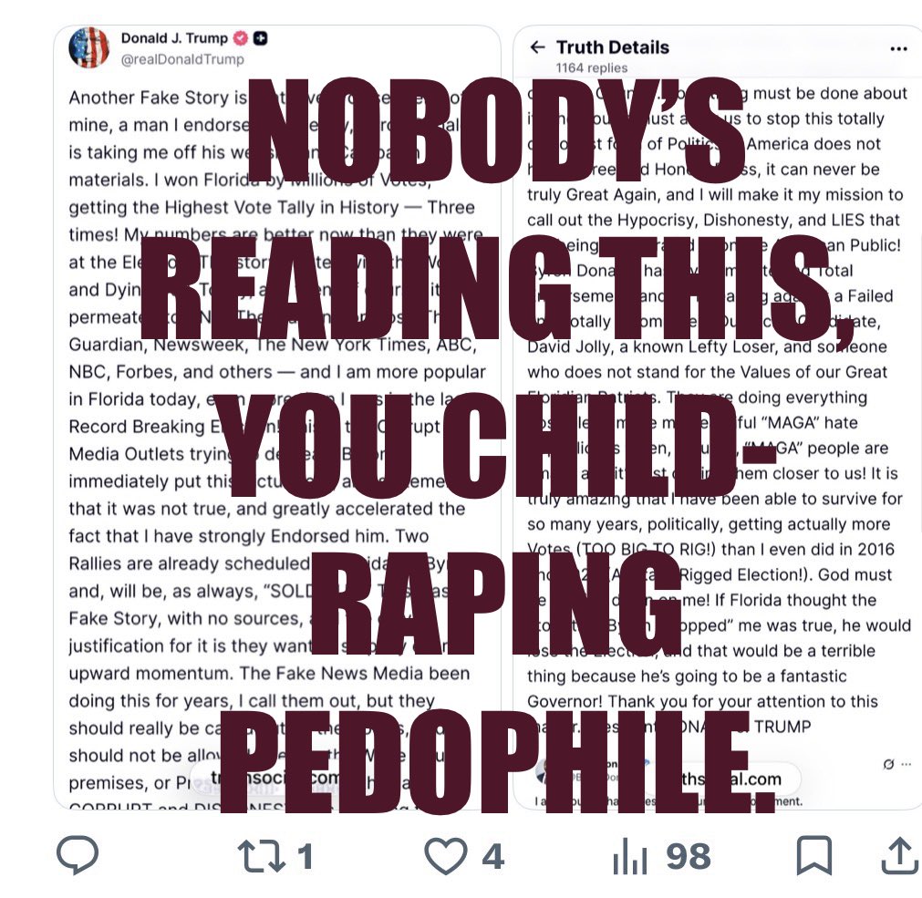 AntiTrumpCanada's tweet photo. Hey Fuckface, about your latest Truth Social post… https://t.co/4MfZk3le1F